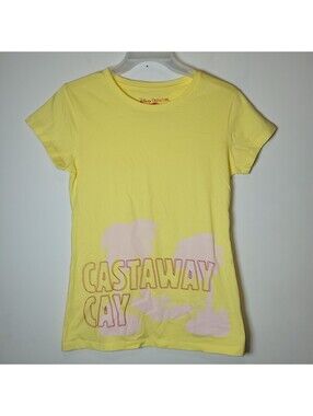 Disney Cruise Line Castaway Cay T-Shirt Womens XL Yellow Pink Palm Trees